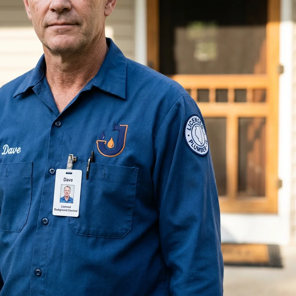 Licensed plumber showing ID badge in Hartford, MI