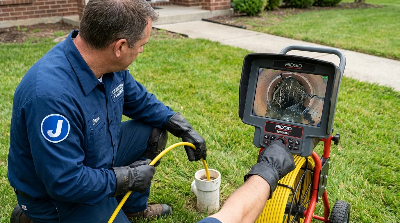 Sewer camera inspection being performed by Johns Plumbing LLC in Hartford